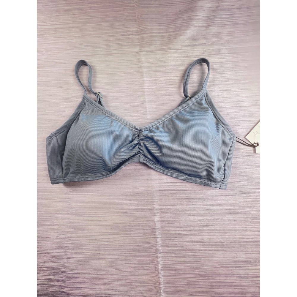 Shade & Shore Womens Ribbed Bralette Bikini Top Light Blue‎ Small S 4-6 7K8R4Z
